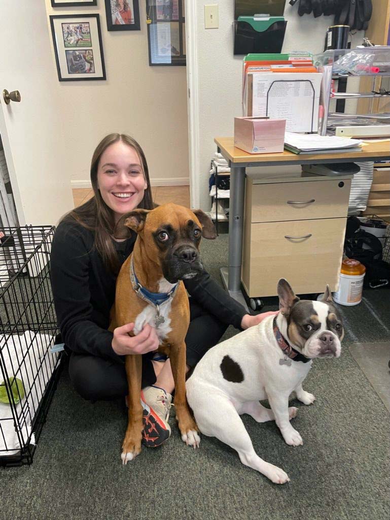 Dr. Claire Watkins with dogs